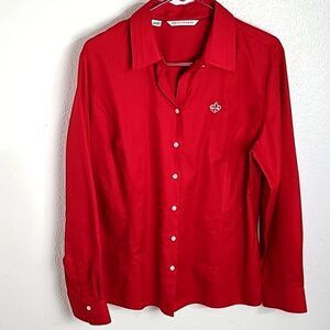 Cutter & Buck Longsleeve Buttondown Shirt - Red with a Fleur-de-lis,  Si…